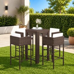 Efficient 5 Piece Brown Outdoor Bar Set