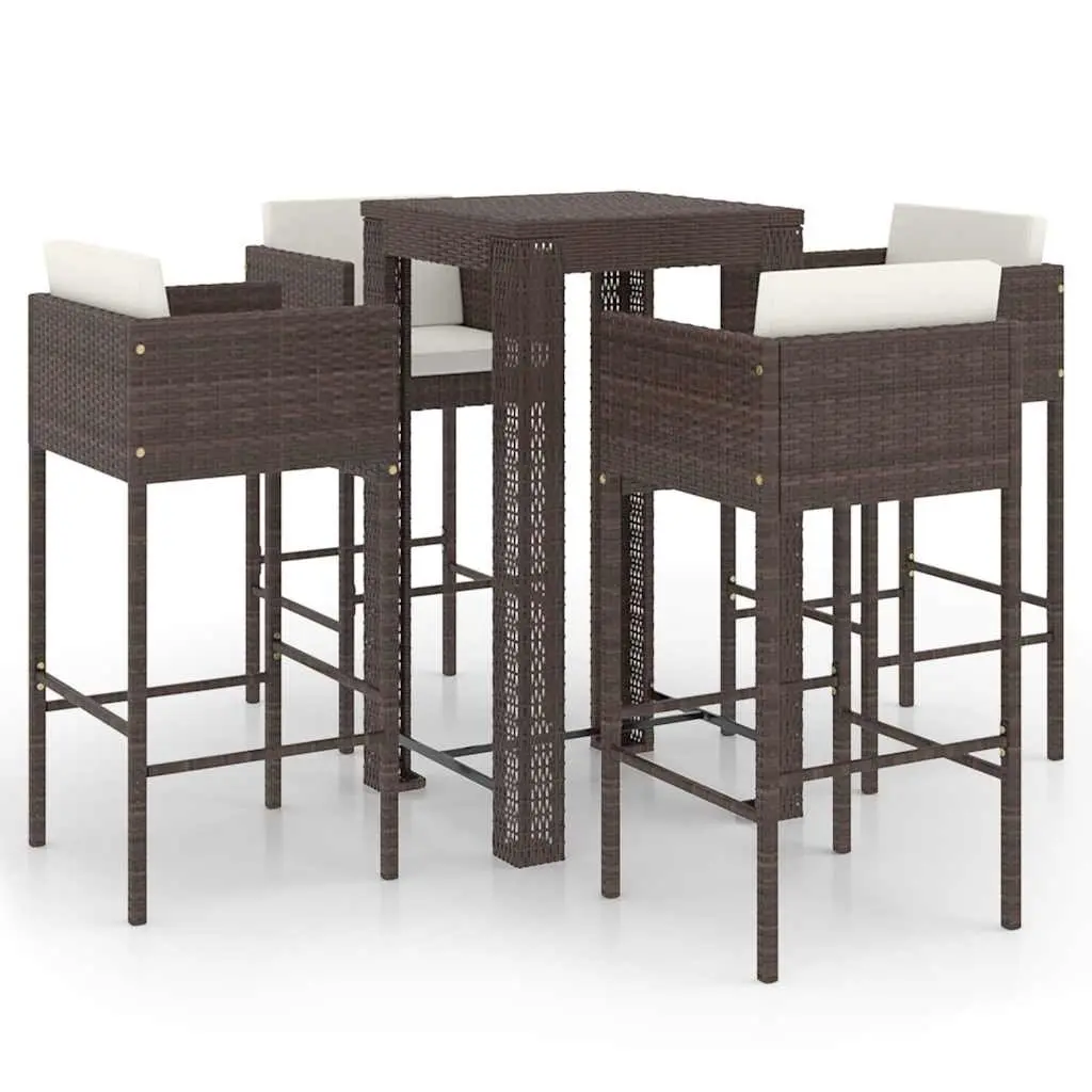 5 Piece Brown Outdoor Bar Set