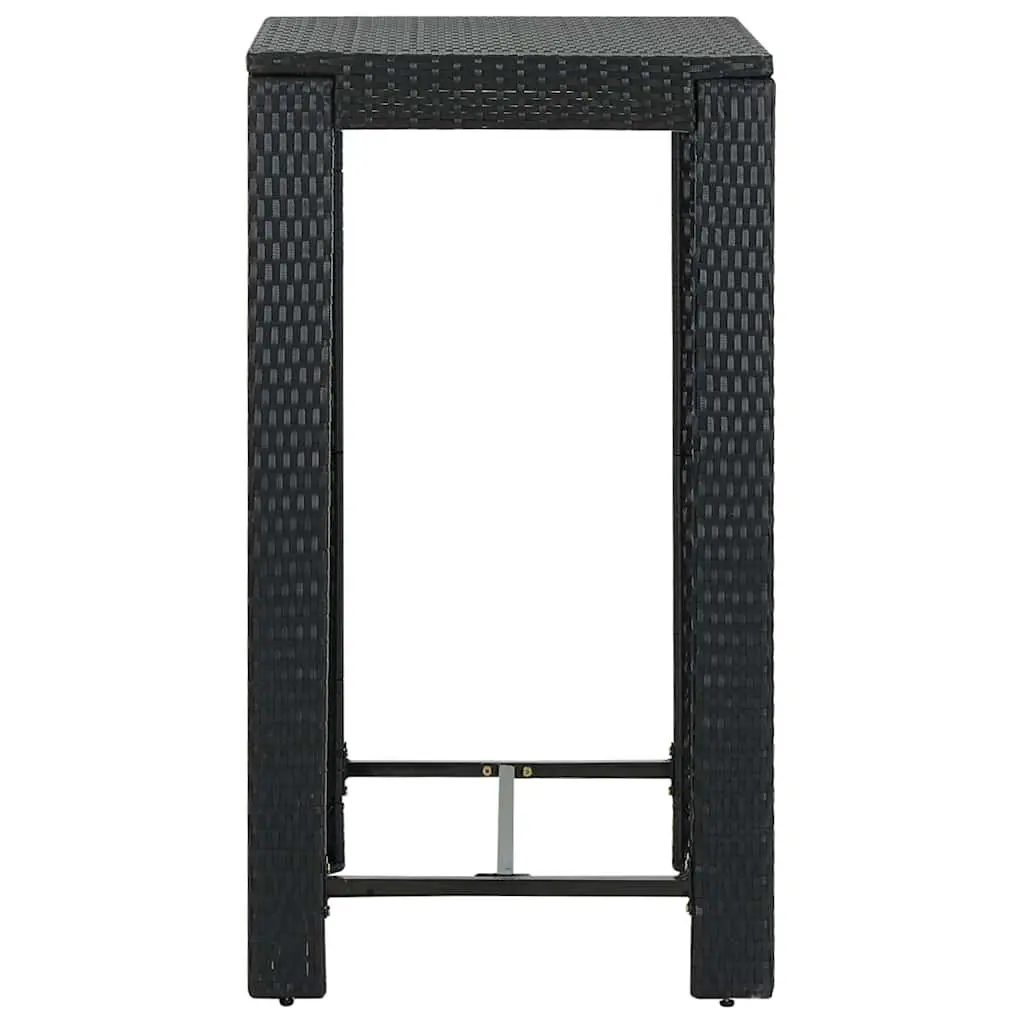 5 Piece Garden Bar Set with Cushions Outdoor Rattan Bar Table Stools Black