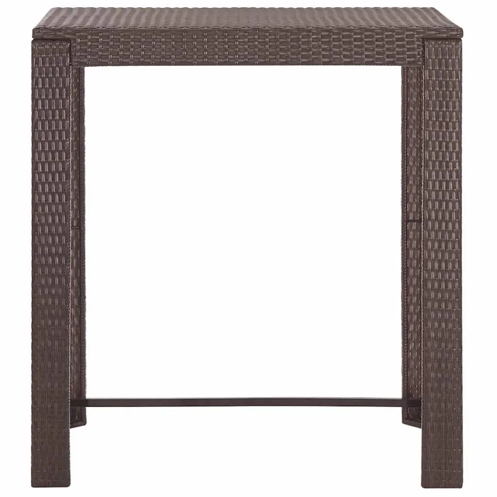 5 Piece Garden Bar Set with Cushions Poly Rattan Outdoor Bar Table Stools Brown