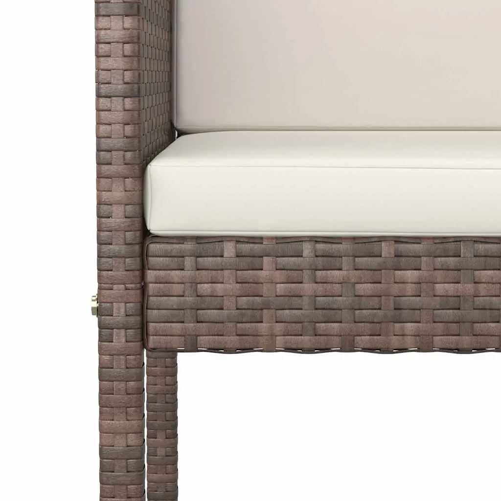 5 Piece Garden Bar Set with Cushions Poly Rattan Outdoor Bar Table Stools Brown
