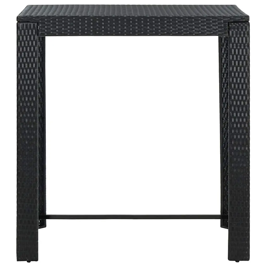 5 Piece Garden Bar Set Black Outdoor Rattan Bar Table Stools with Cushions