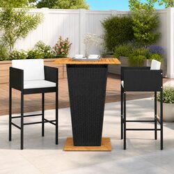 Concise Comfort: 3 Piece Garden Bar Set with Cushions