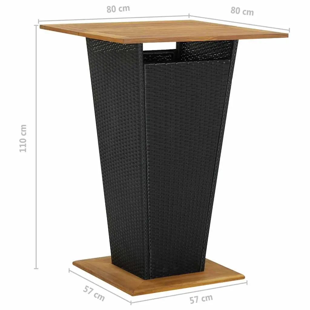 3 Piece Garden Bar Set with Cushions Poly Rattan Outdoor Bar Table Stools Black