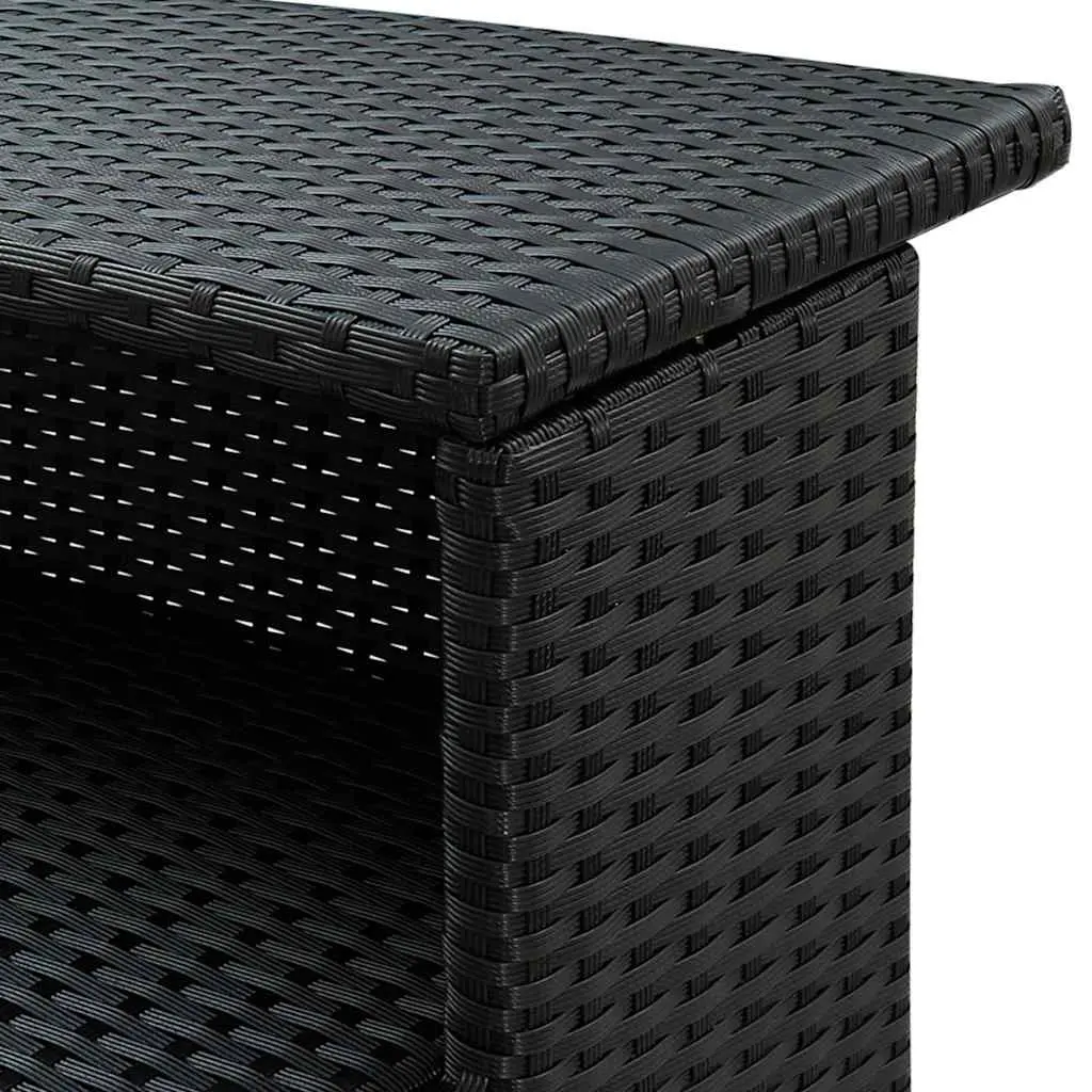 3 Piece Garden Bar Set with Cushions Outdoor Poly Rattan Table Stools Black