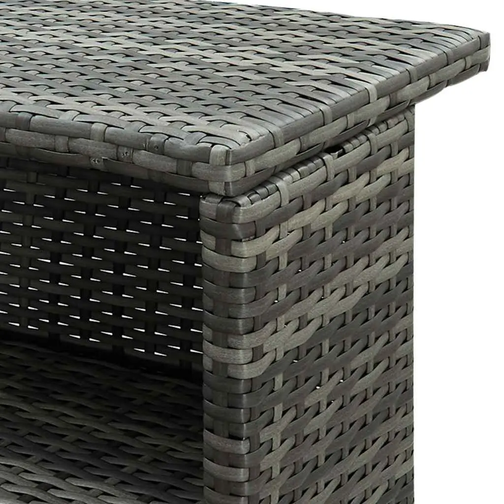 3 Piece Garden Bar Set with Cushions Outdoor Poly Rattan Table Stools Grey