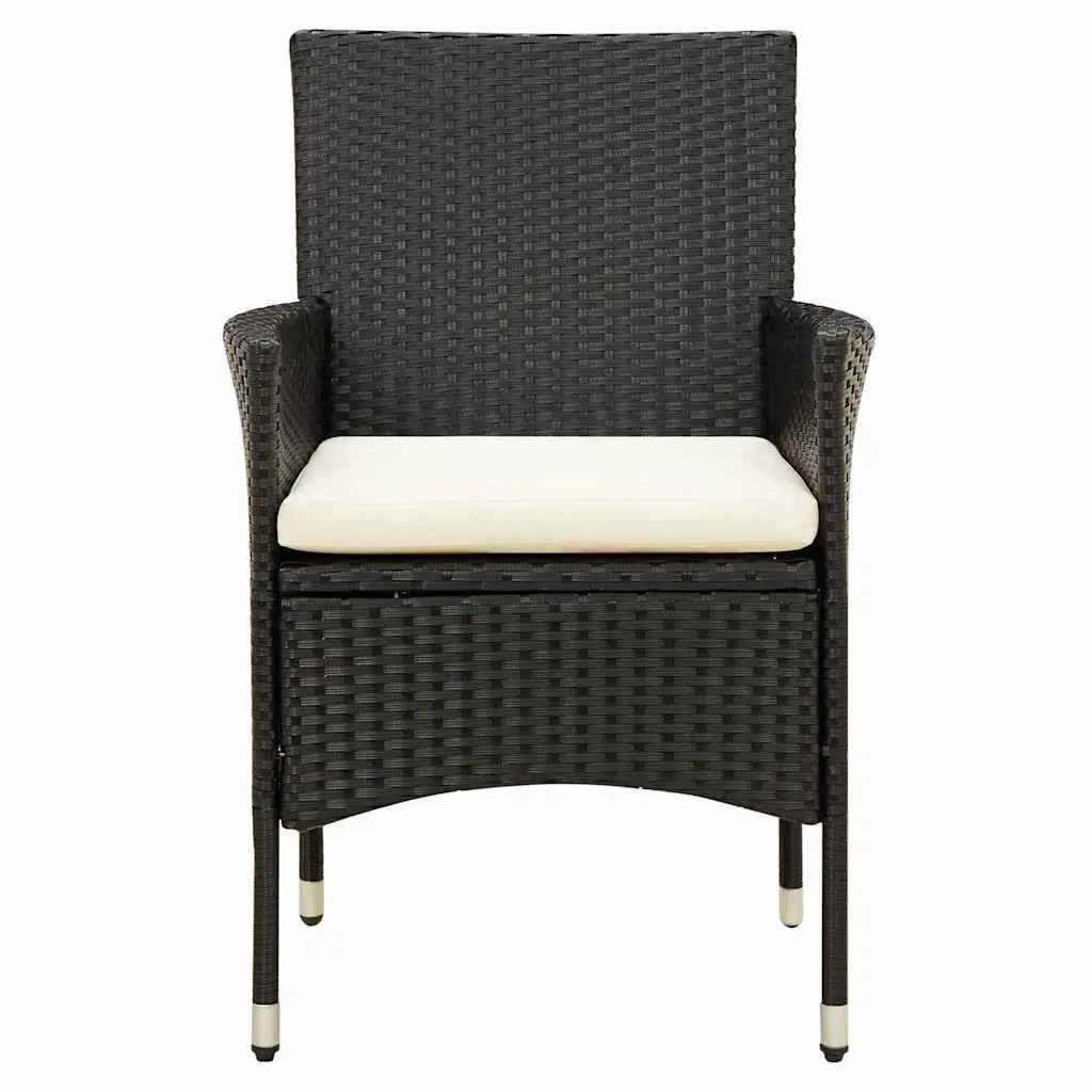 Outdoor Dining Set Black 3 Piece Garden Furniture with Cushions
