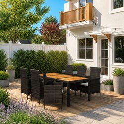 7 Piece Black Dining Set for Outdoors