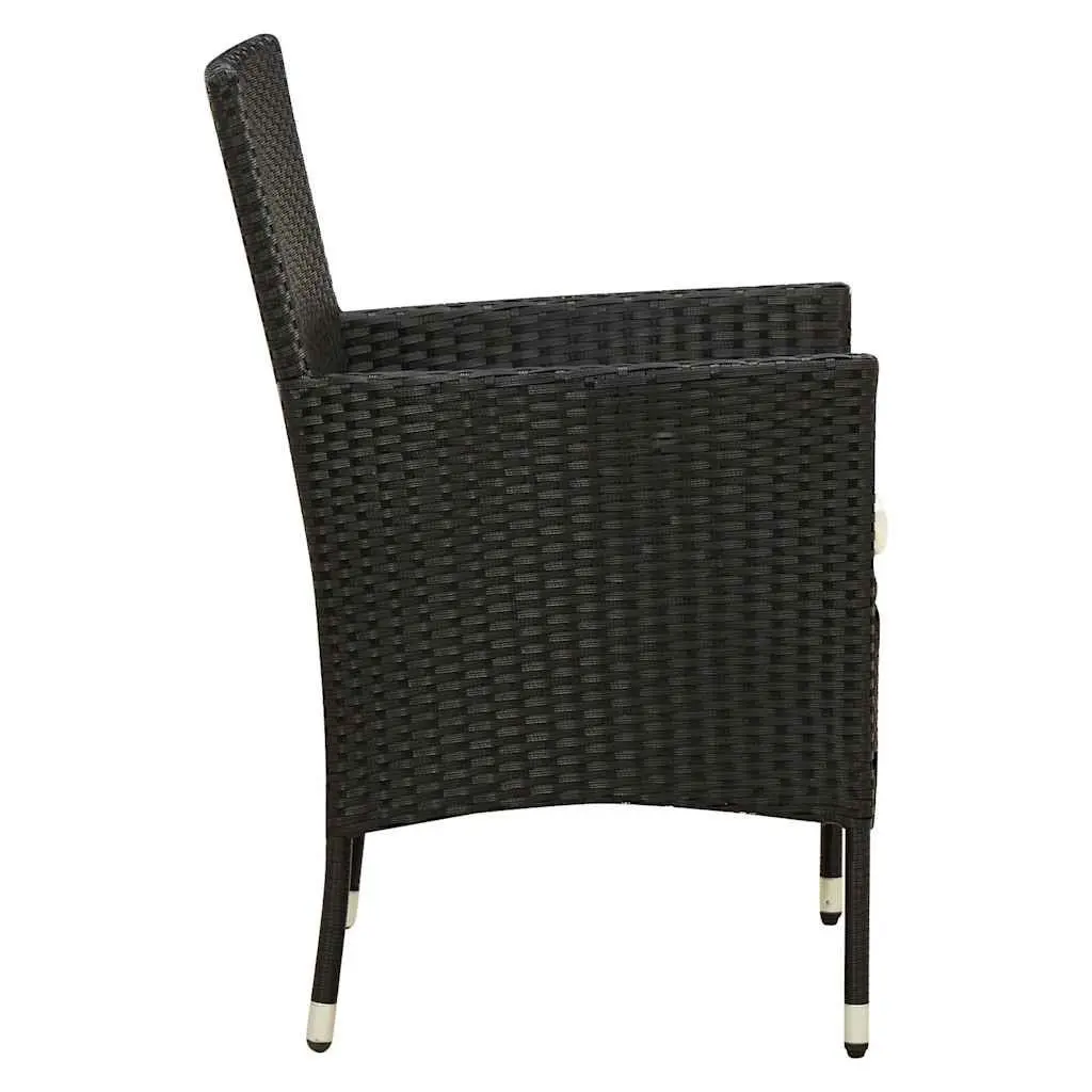 Outdoor Dining Set Black 5 Piece Garden Furniture Poly Rattan Table Chairs Cushions