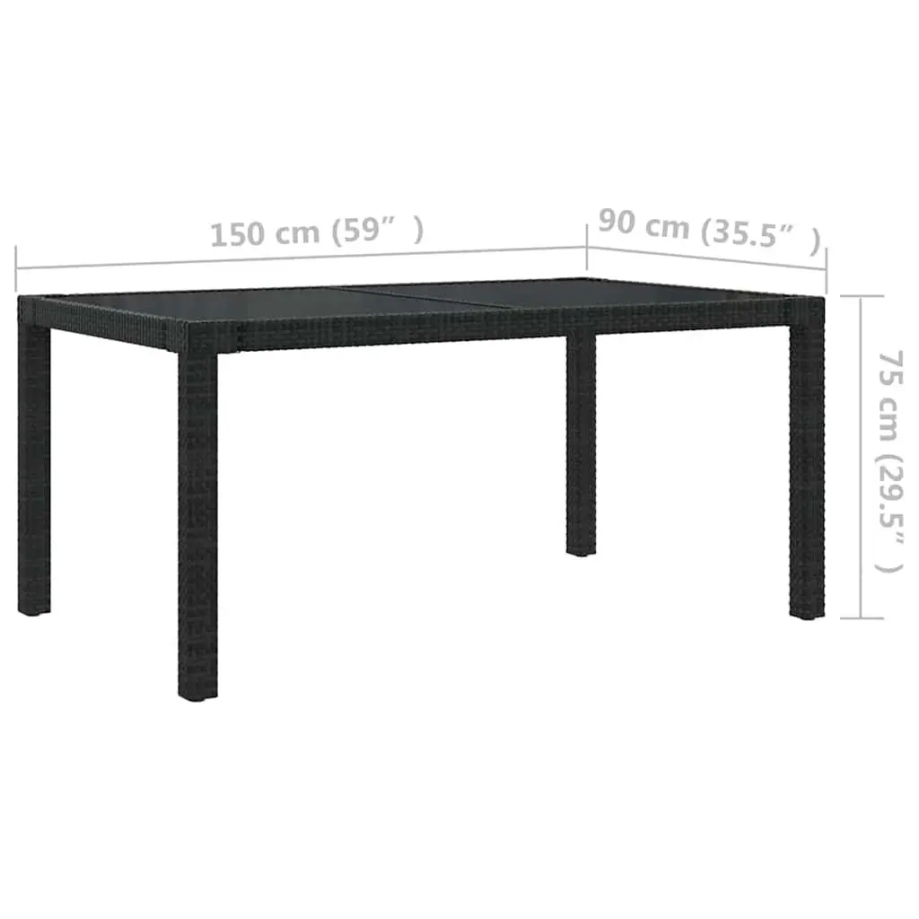 Outdoor Dining Set Black 7 Piece Garden Furniture Powder Coated Steel Frame PE Rattan