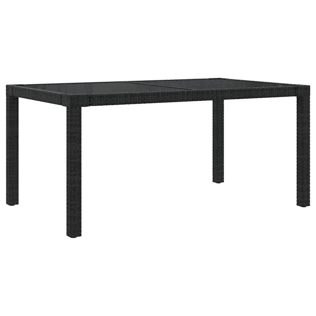 Outdoor Dining Set Black 7 Piece Garden Furniture Powder Coated Steel Frame PE Rattan