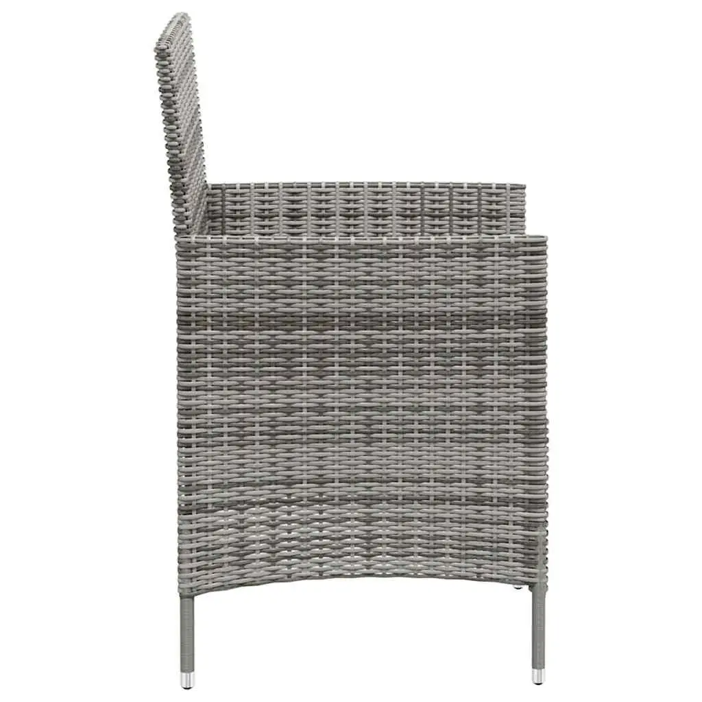 Outdoor Dining Set 3 Piece Grey Poly Rattan Garden Furniture with Cushions
