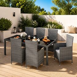 Concise and Durable 7 Piece Dining Set for Outdoors