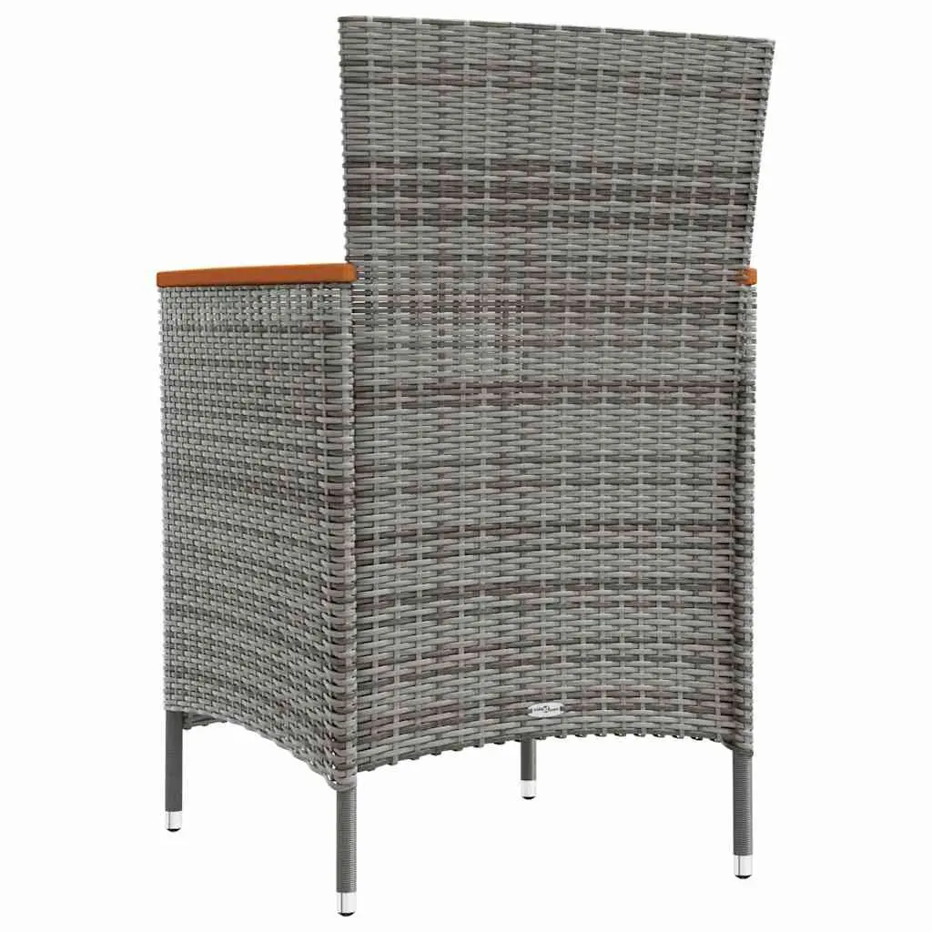Outdoor Dining Set Grey 3 Piece Poly Rattan Garden Furniture with Cushions