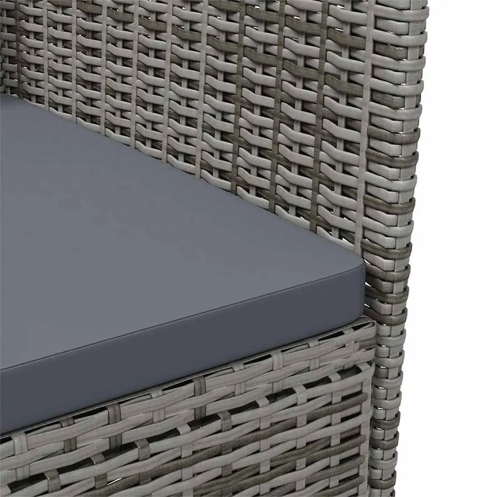 Outdoor Dining Set Grey 3 Piece Poly Rattan Garden Furniture with Cushions
