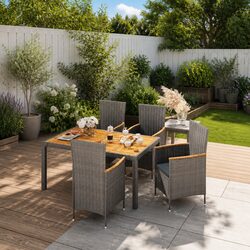 Concise 5-Piece Outdoor Dining Set in Grey