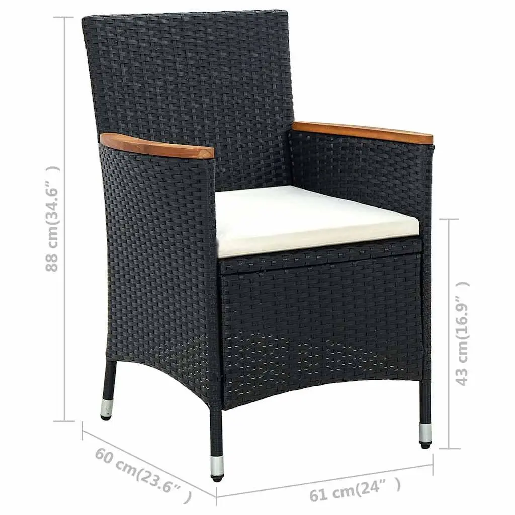 Outdoor Dining Set Black 5 Piece Weather-Resistant PE Rattan with Cushions