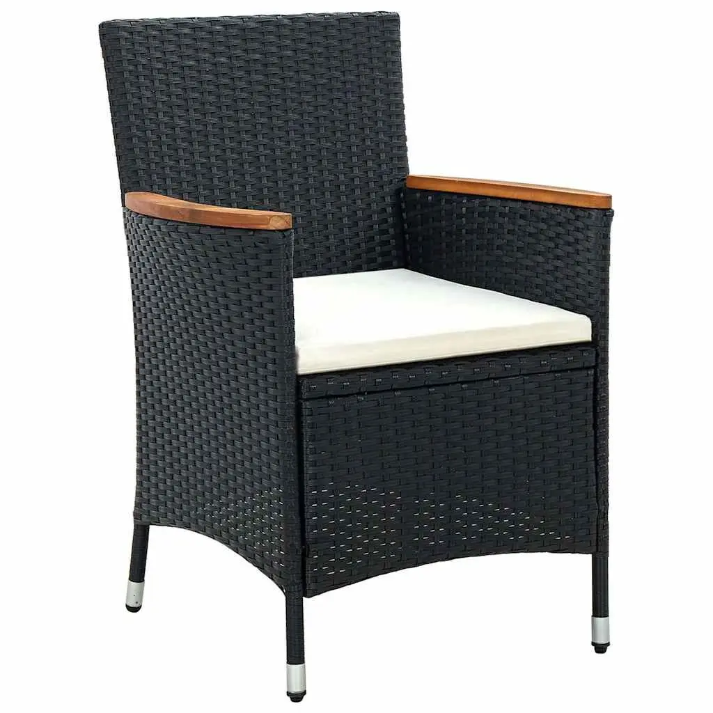 Outdoor Dining Set Black 5 Piece Weather-Resistant PE Rattan with Cushions