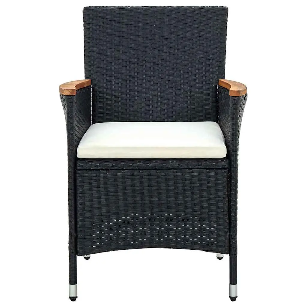 Outdoor Dining Set Black 5 Piece Weather-Resistant PE Rattan with Cushions