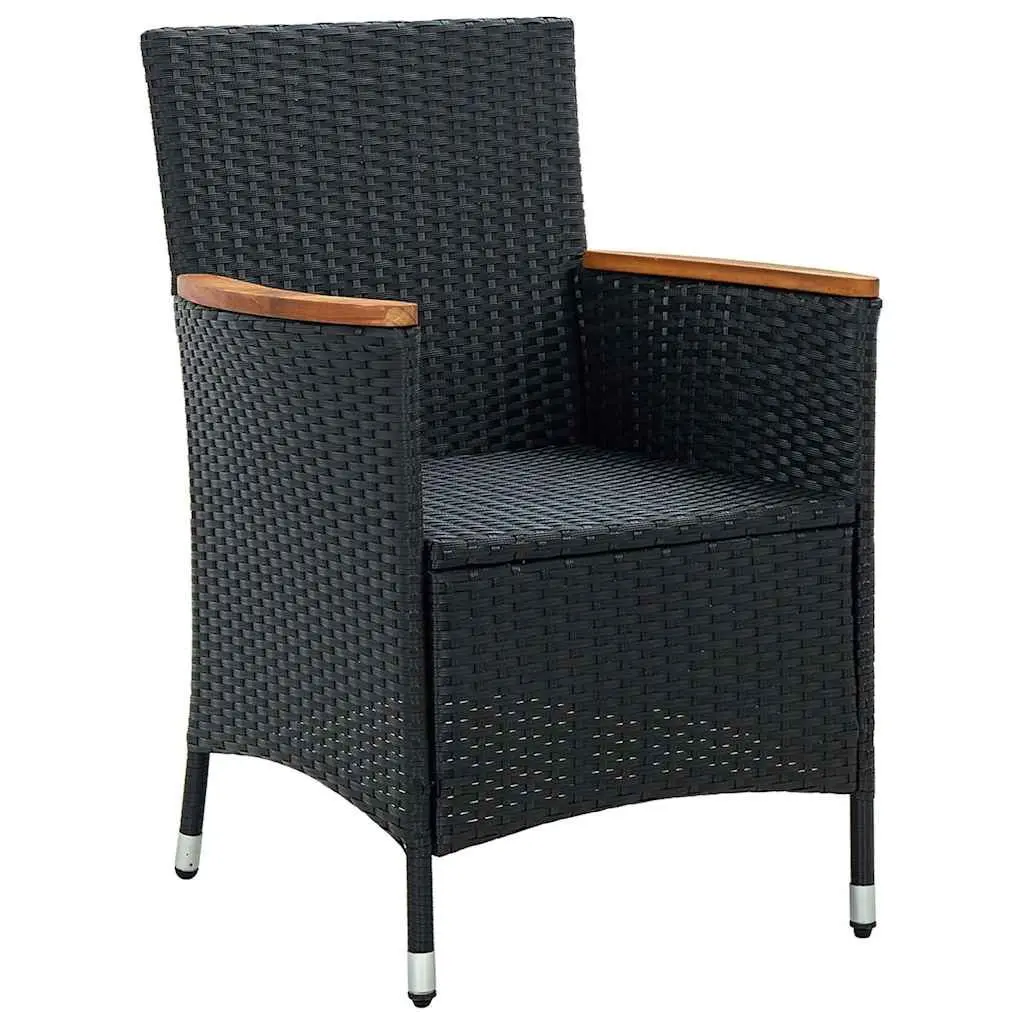 Outdoor Dining Set Black 5 Piece Weather-Resistant PE Rattan with Cushions