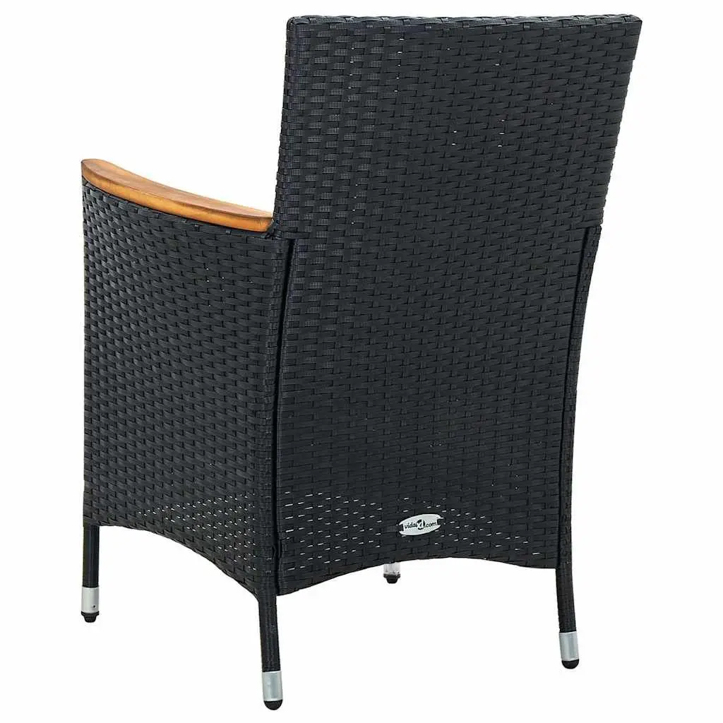 Outdoor Dining Set Black 5 Piece Weather-Resistant PE Rattan with Cushions