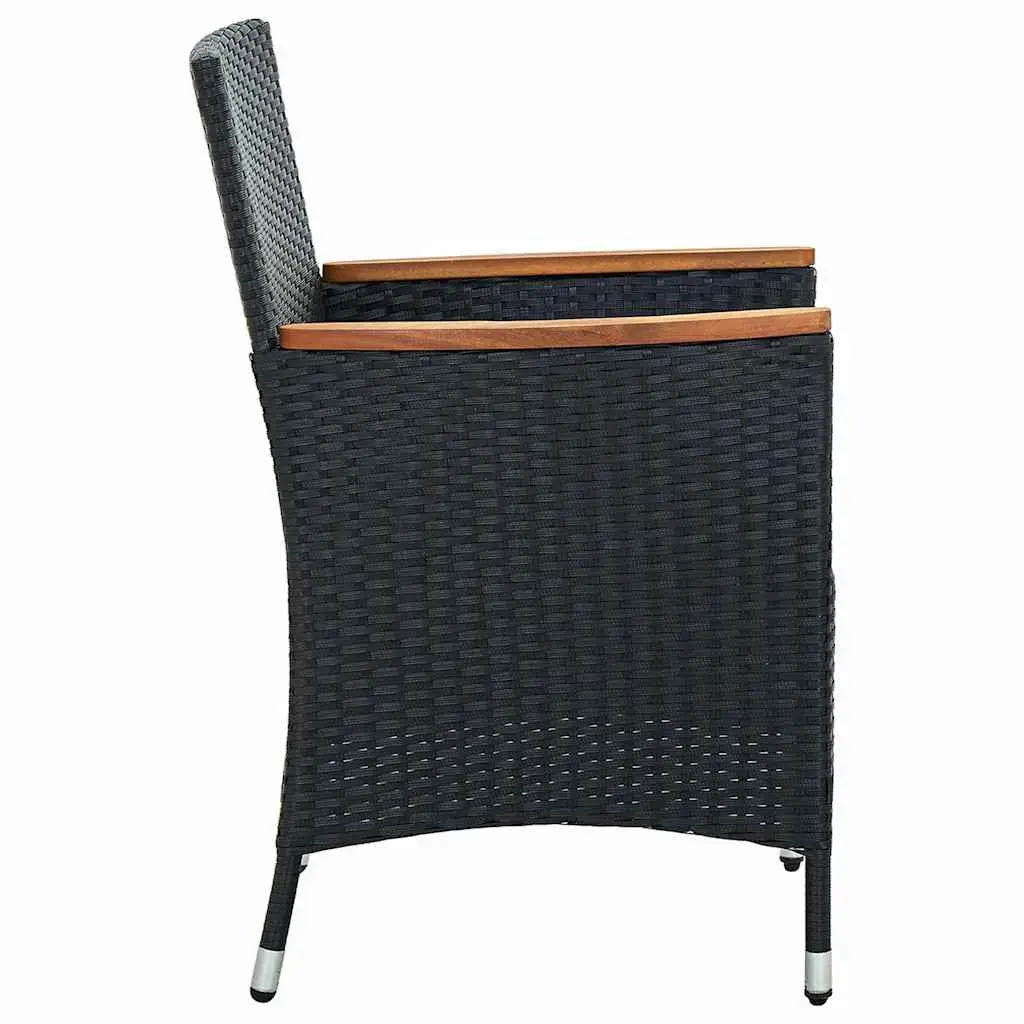 Outdoor Dining Set Black 5 Piece Weather-Resistant PE Rattan with Cushions
