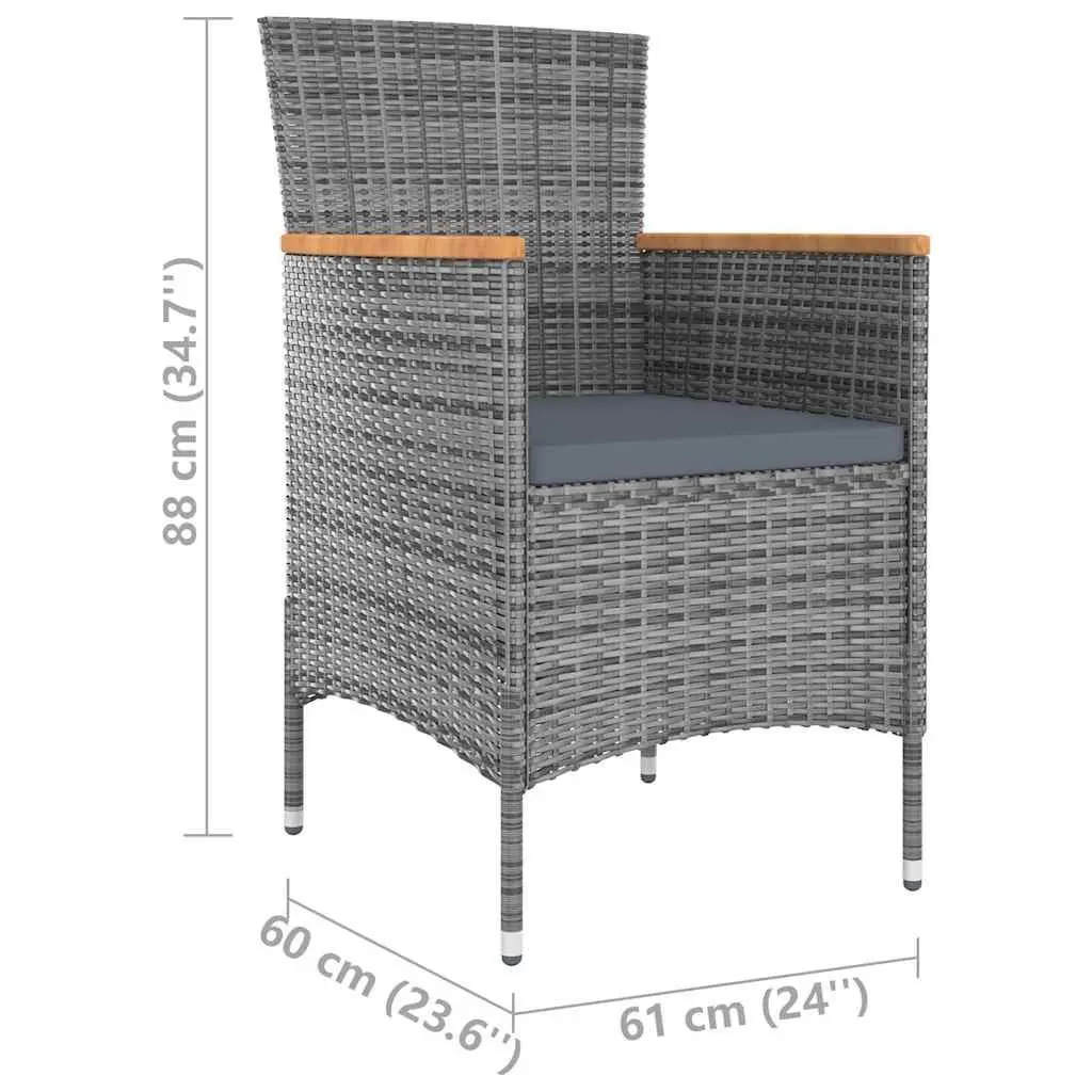 Outdoor Dining Set 5 Piece Poly Rattan Garden Furniture with Cushions Grey