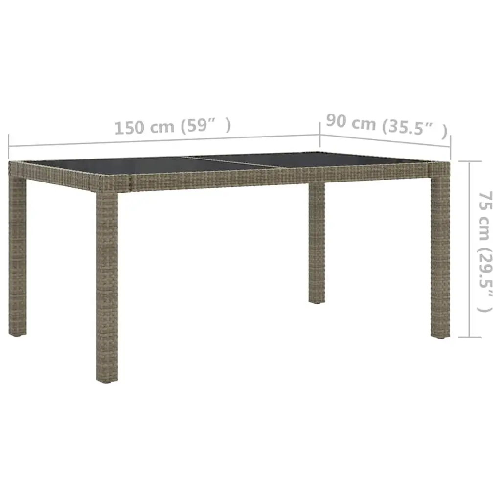 Outdoor Dining Set 5 Piece PE Rattan Garden Furniture Steel Frame Grey Cushions