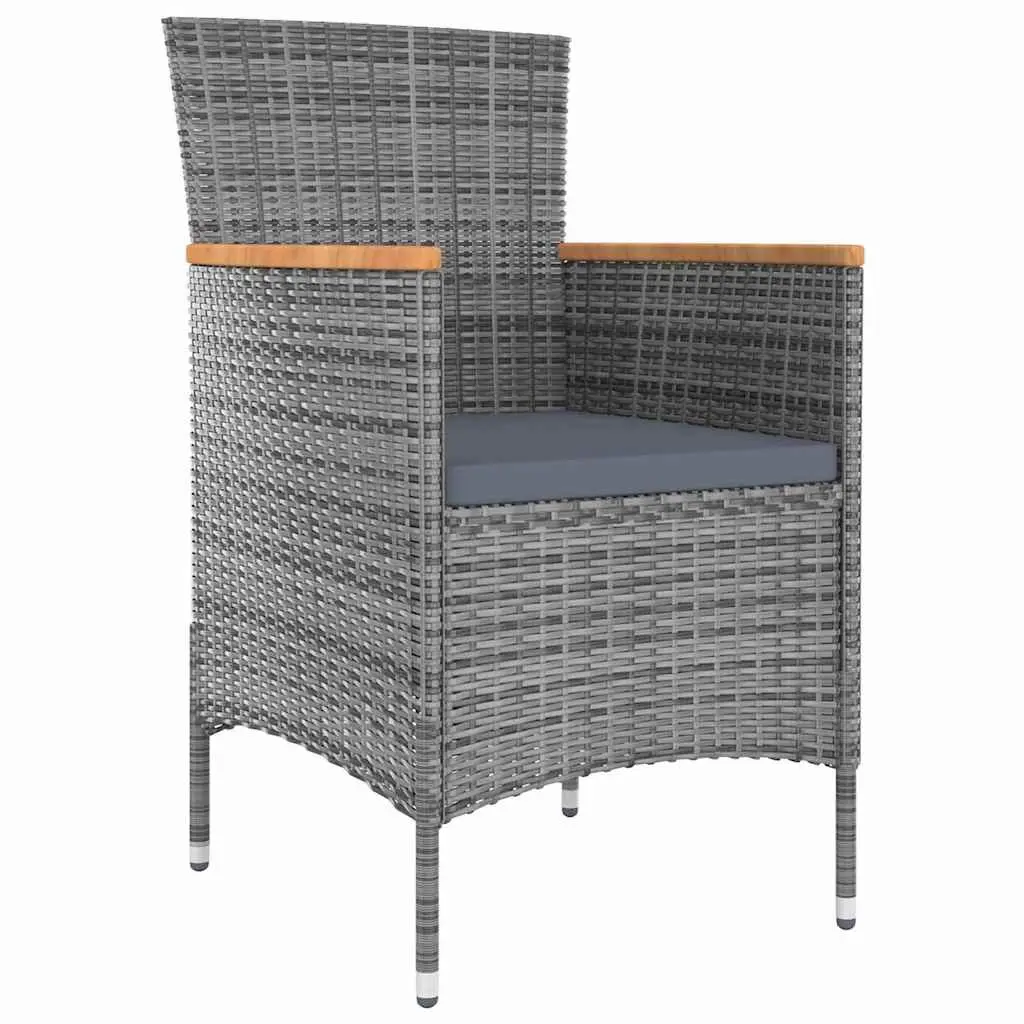 Outdoor Dining Set 5 Piece PE Rattan Garden Furniture Steel Frame Grey Cushions
