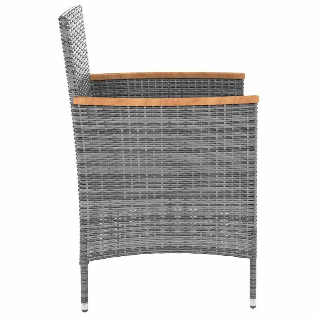 Outdoor Dining Set 5 Piece PE Rattan Garden Furniture Steel Frame Grey Cushions