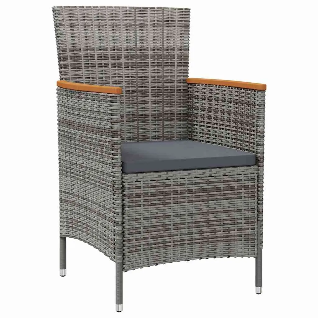 Outdoor Dining Set 7 Piece Garden Furniture Grey Poly Rattan with Cushions