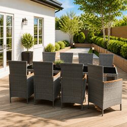 9-Piece Grey Outdoor Dining Furniture Set