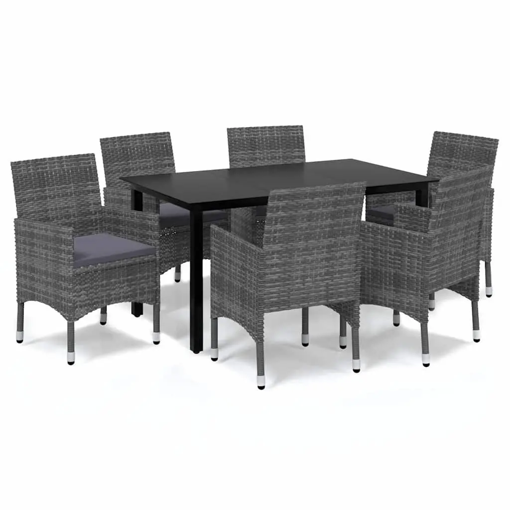 Garden Dining Set 7 Piece Outdoor Furniture Poly Rattan Table Chairs Cushions