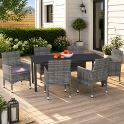 Concise 7 Piece Dining Set for Outdoor Use