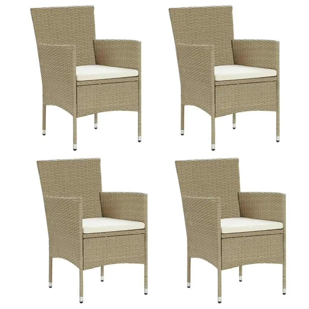Garden Dining Set Beige 5 Piece Poly Rattan Outdoor Patio Furniture with Cushions