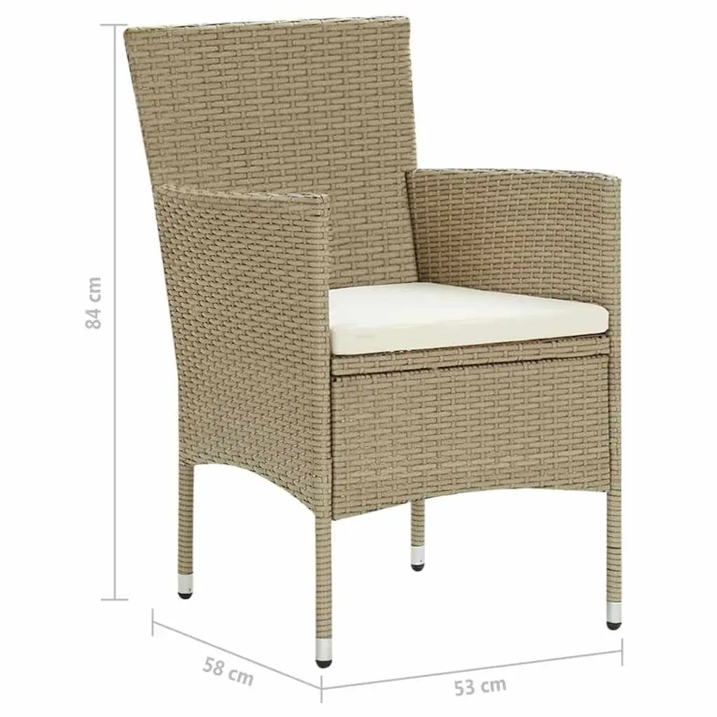 Garden Dining Set 7 Piece Outdoor Furniture Patio Table Chairs Cushions Beige