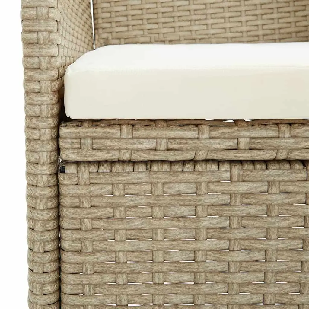 Garden Dining Set Beige 9 Piece Outdoor Patio Furniture PE Rattan with Cushions