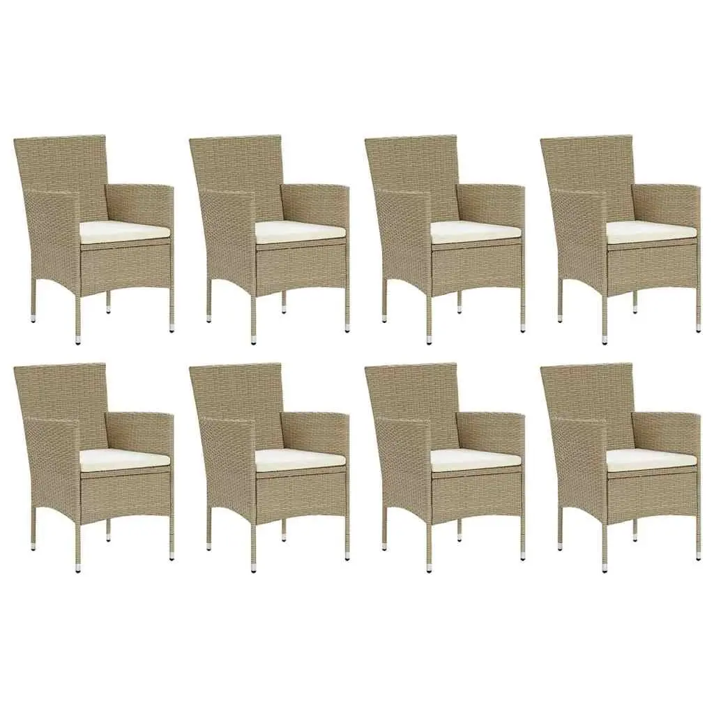 Garden Dining Set Beige 9 Piece Outdoor Patio Furniture PE Rattan with Cushions