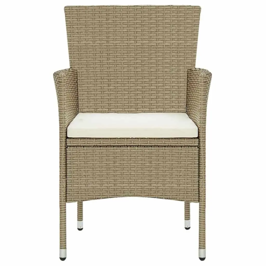 Garden Dining Set Beige 9 Piece Outdoor Patio Furniture PE Rattan with Cushions