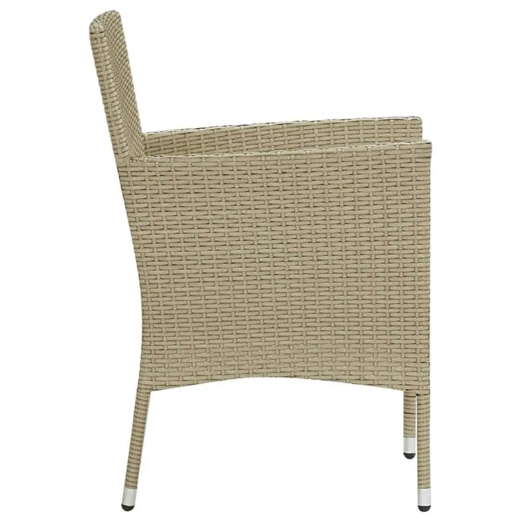 Garden Dining Set Beige 9 Piece Outdoor Patio Furniture PE Rattan with Cushions