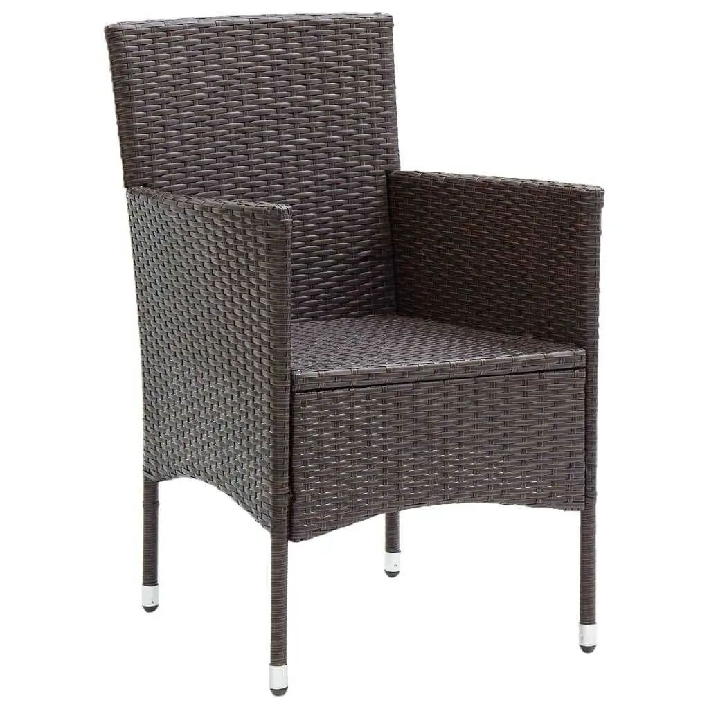 5 Piece Garden Dining Set Brown Outdoor Furniture with Cushions PE Rattan