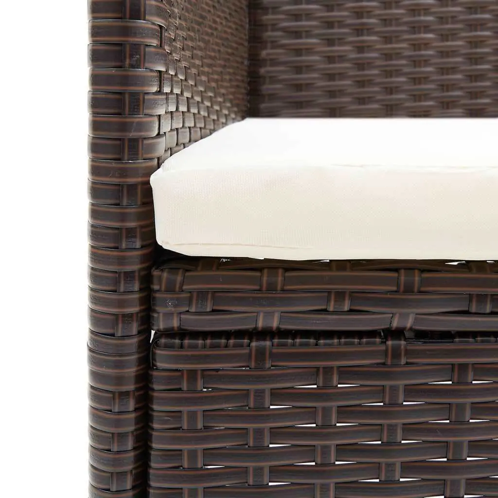 7 Piece Garden Dining Set Brown Outdoor Patio Furniture Weather-Resistant PE Rattan Chairs Table