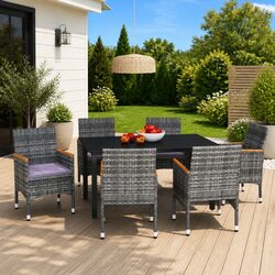 Concise 7 Piece Garden Dining Set for Outdoor Use
