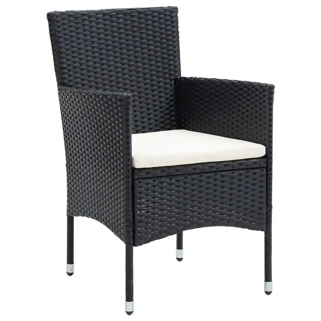 5 Piece Outdoor Dining Set Black PE Rattan Patio Garden Furniture with Cushions