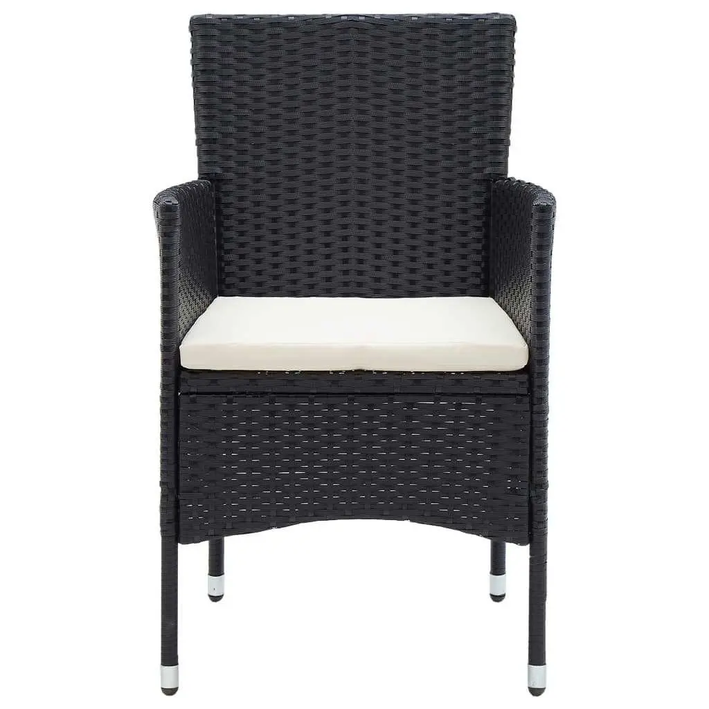 5 Piece Outdoor Dining Set Black PE Rattan Patio Garden Furniture with Cushions