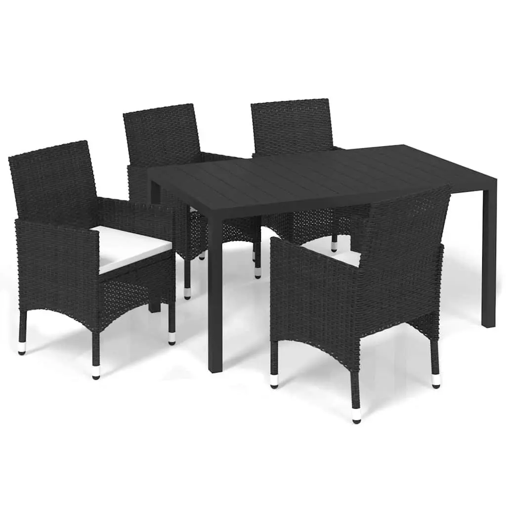 Garden Dining Set 5 Piece Outdoor Furniture Patio Table Chairs Cushions Black