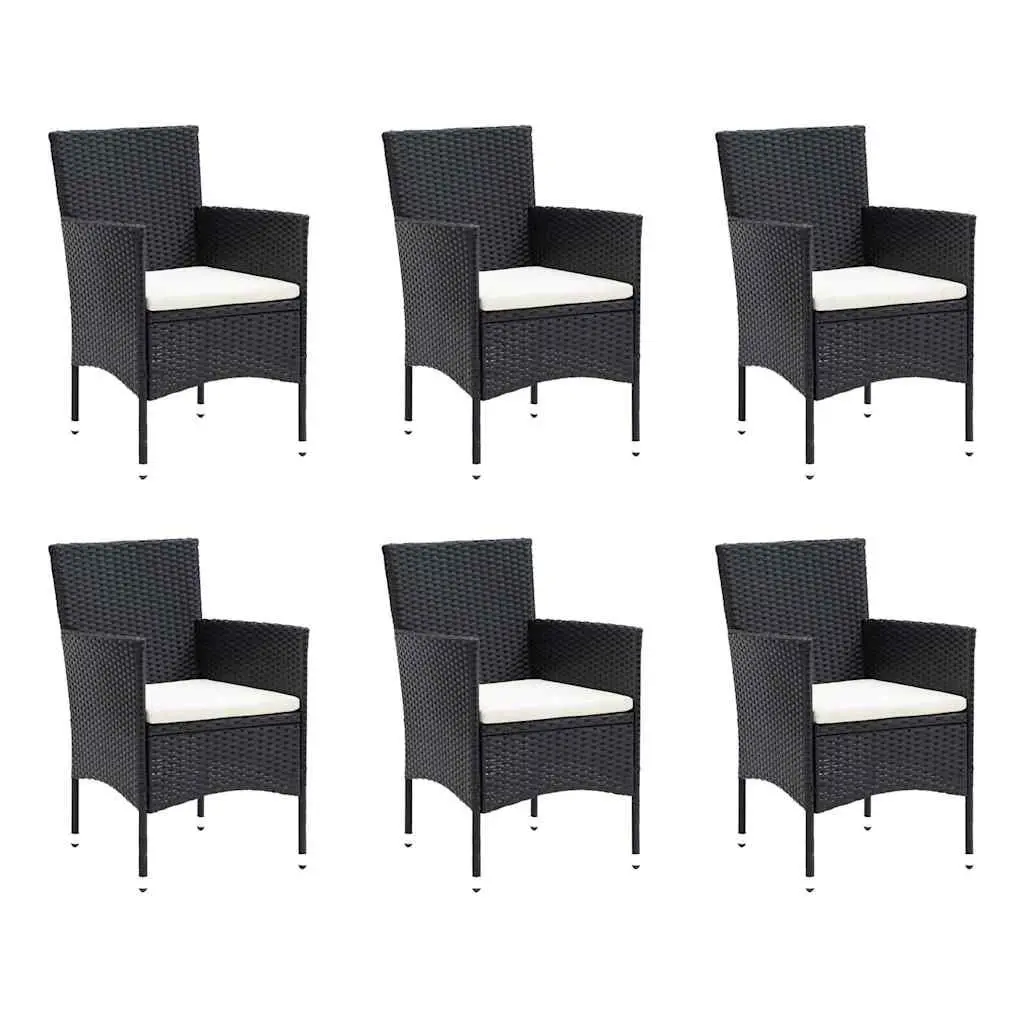 Garden Dining Set Black 9 Piece Outdoor Patio Furniture Steel Frame PE Rattan WPC Table Thick Cushions