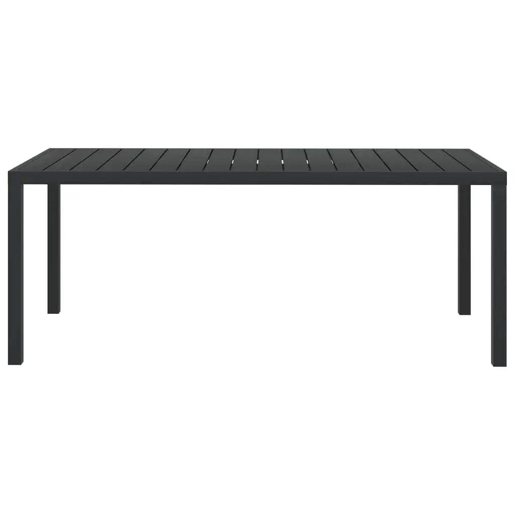 Garden Dining Set Black 9 Piece Outdoor Patio Furniture Steel Frame PE Rattan WPC Table Thick Cushions