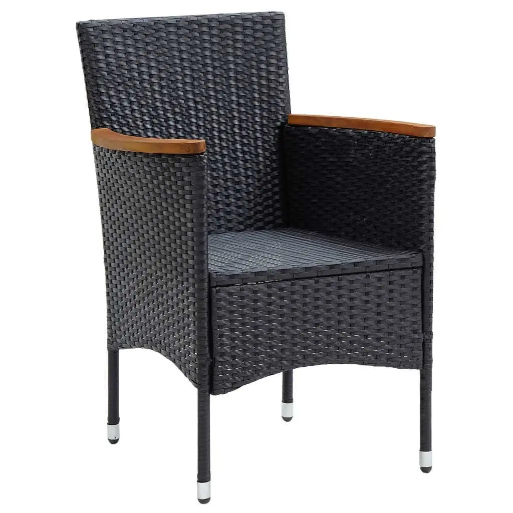 Garden Dining Set Black 5 Piece Outdoor Patio Furniture Weather-resistant PE Rattan Chairs Table