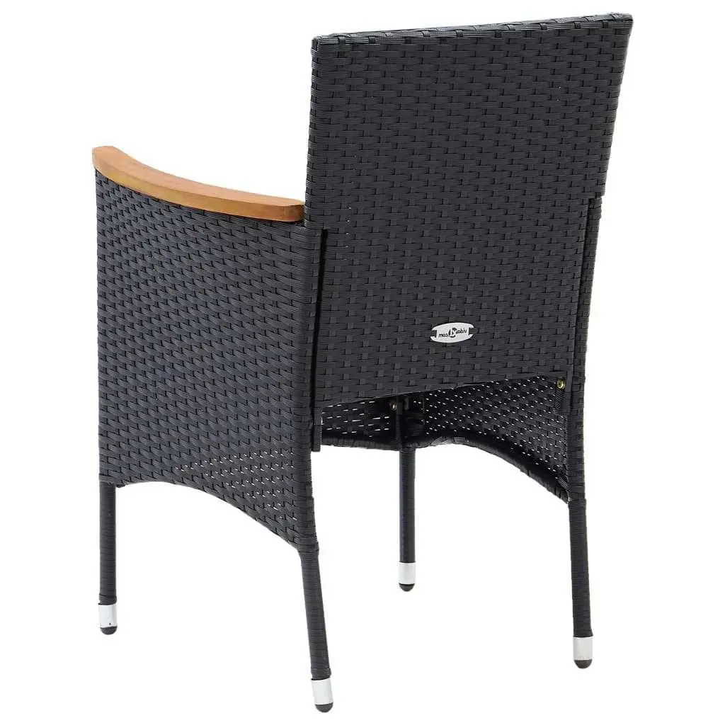 Garden Dining Set Black 5 Piece Outdoor Patio Furniture Weather-resistant PE Rattan Chairs Table